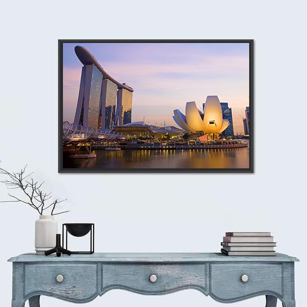 Singapore's Financial District Canvas Wall Art-5 Horizontal-Gallery Wrap-22" x 12"-Tiaracle