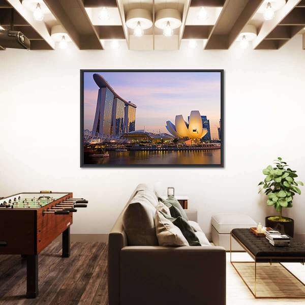 Singapore's Financial District Canvas Wall Art-5 Horizontal-Gallery Wrap-22" x 12"-Tiaracle