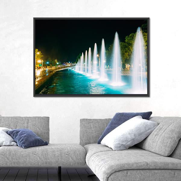 Singing And Dancing Fountains In Batumi Adjara Georgia Canvas Wall Art-5 Horizontal-Gallery Wrap-22" x 12"-Tiaracle