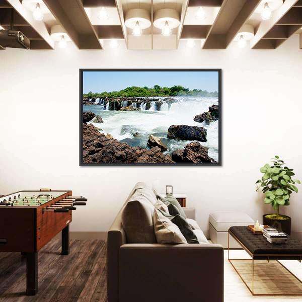 Sioma Falls In The Zambezi River In Africa Canvas Wall Art-3 Horizontal-Gallery Wrap-25" x 16"-Tiaracle