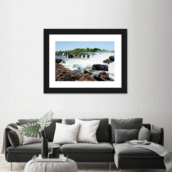 Sioma Falls In The Zambezi River In Africa Canvas Wall Art-3 Horizontal-Gallery Wrap-25" x 16"-Tiaracle