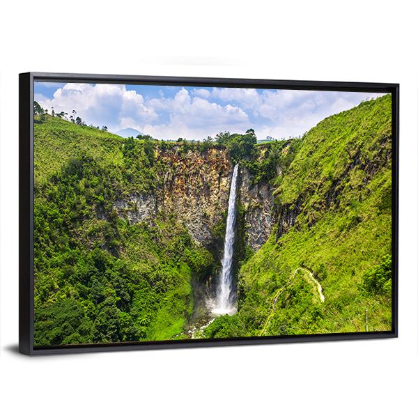 Sipisopiso Waterfall In Northern Sumatra Indonesia Canvas Wall Art-3 Horizontal-Gallery Wrap-25" x 16"-Tiaracle