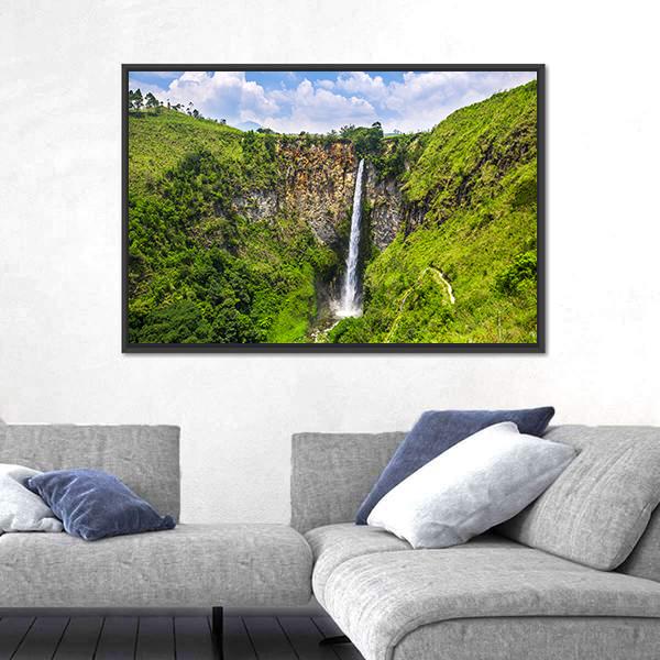 Sipisopiso Waterfall In Northern Sumatra Indonesia Canvas Wall Art-3 Horizontal-Gallery Wrap-25" x 16"-Tiaracle