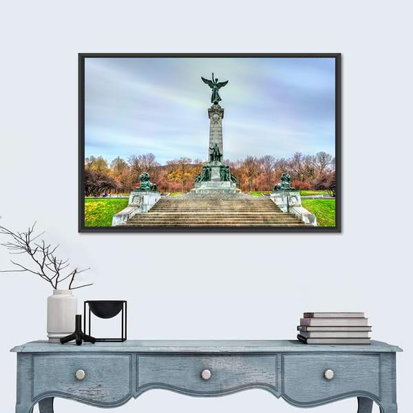Sir George Etienne Cartier Monument Canvas Wall Art-1 Piece-Floating Frame-24" x 16"-Tiaracle