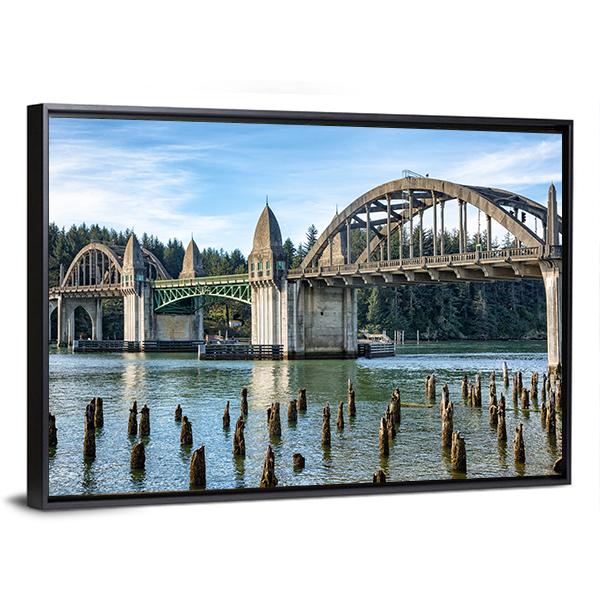 Siuslaw River Bridge In Florence Canvas Wall Art-3 Horizontal-Gallery Wrap-25" x 16"-Tiaracle