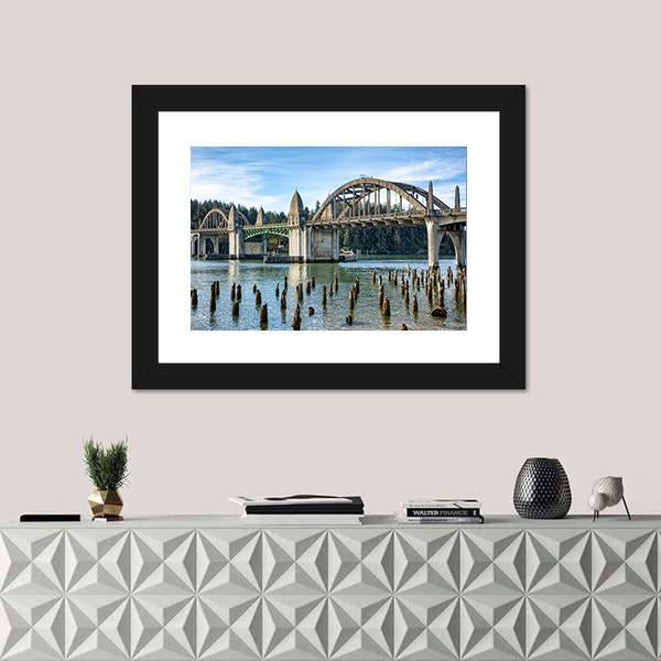Siuslaw River Bridge In Florence Canvas Wall Art-5 Horizontal-Gallery Wrap-22" x 12"-Tiaracle