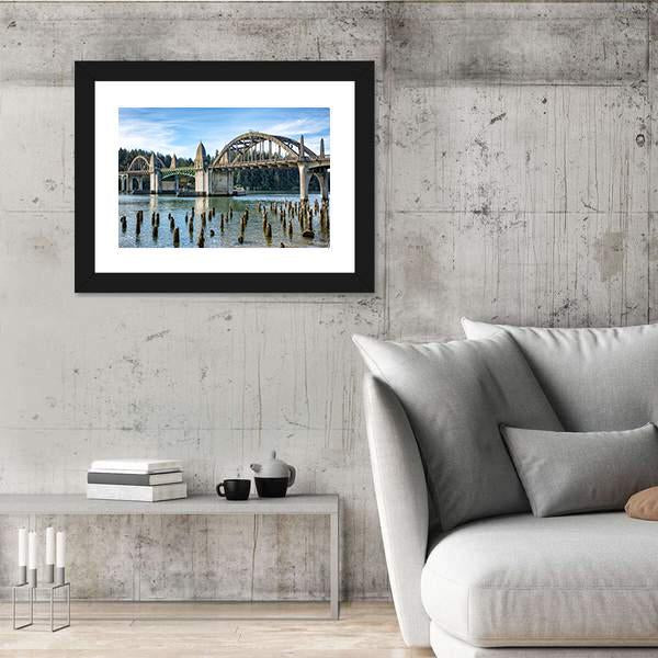 Siuslaw River Bridge In Florence Canvas Wall Art-5 Horizontal-Gallery Wrap-22" x 12"-Tiaracle