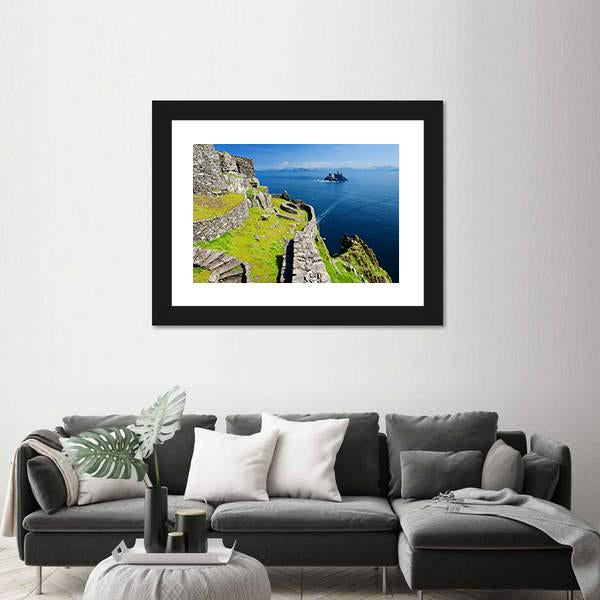 Skellig Michael Ruined Remains Of A Christian Monastery Canvas Wall Art-1 Piece-Framed Print-30" x 20"-Tiaracle