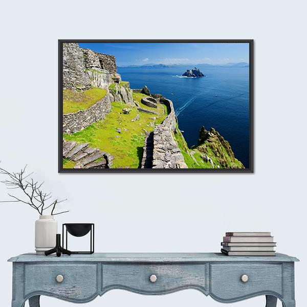 Skellig Michael Ruined Remains Of A Christian Monastery Canvas Wall Art-5 Horizontal-Gallery Wrap-22" x 12"-Tiaracle