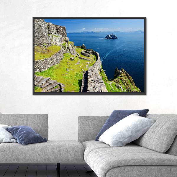 Skellig Michael Ruined Remains Of A Christian Monastery Canvas Wall Art-5 Horizontal-Gallery Wrap-22" x 12"-Tiaracle