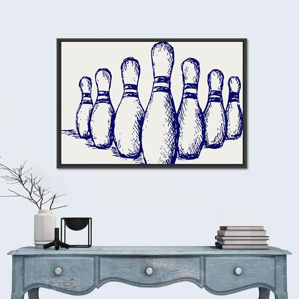 Sketch Of Bowling Canvas Wall Art-1 Piece-Floating Frame-24&quot; x 16&quot;-Tiaracle