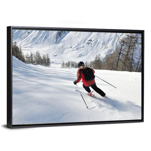 Skier Skiing Downhill Canvas Wall Art-3 Horizontal-Gallery Wrap-25" x 16"-Tiaracle