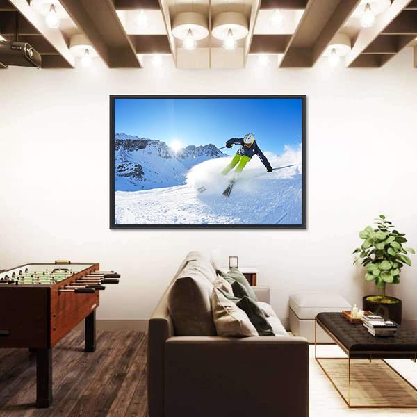 Skier Skiing Downhill Canvas Wall Art-5 Horizontal-Gallery Wrap-22" x 12"-Tiaracle