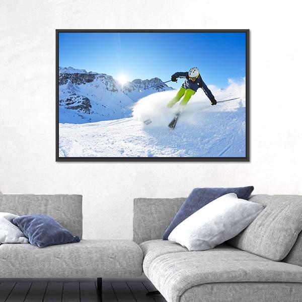 Skier Skiing Downhill Canvas Wall Art-5 Horizontal-Gallery Wrap-22" x 12"-Tiaracle