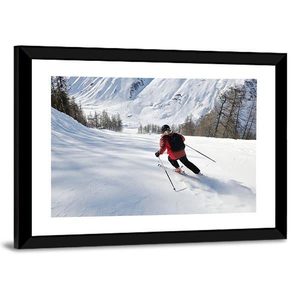 Skier Skiing Downhill Canvas Wall Art-3 Horizontal-Gallery Wrap-25" x 16"-Tiaracle