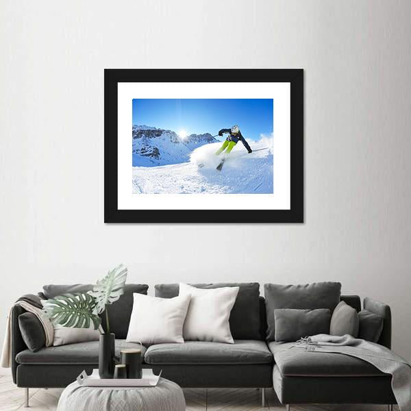 Skier Skiing Downhill Canvas Wall Art-5 Horizontal-Gallery Wrap-22" x 12"-Tiaracle
