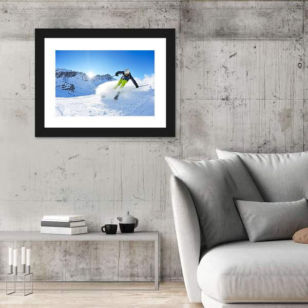 Skier Skiing Downhill Canvas Wall Art-5 Horizontal-Gallery Wrap-22" x 12"-Tiaracle