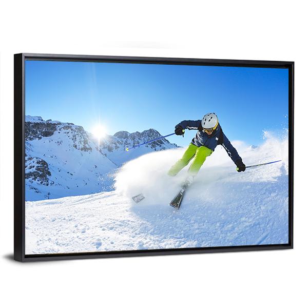 Skier Skiing Downhill Canvas Wall Art-5 Horizontal-Gallery Wrap-22" x 12"-Tiaracle