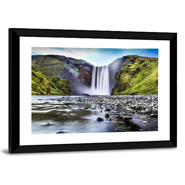 Skogafoss Waterfall In Iceland Canvas Wall Art-5 Horizontal-Gallery Wrap-22" x 12"-Tiaracle