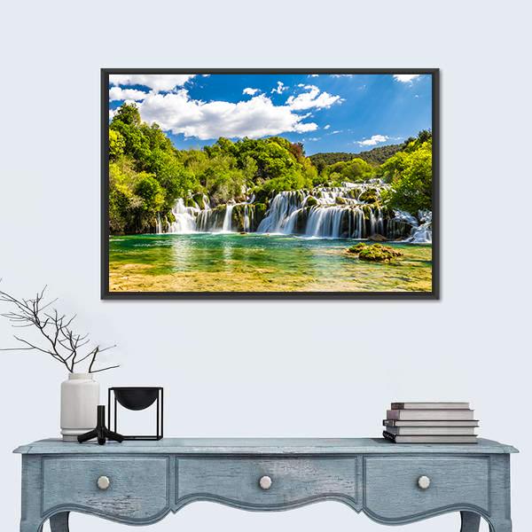 Skradinski Buk Waterfall In Krka National Park Canvas Wall Art-1 Piece-Floating Frame-24" x 16"-Tiaracle