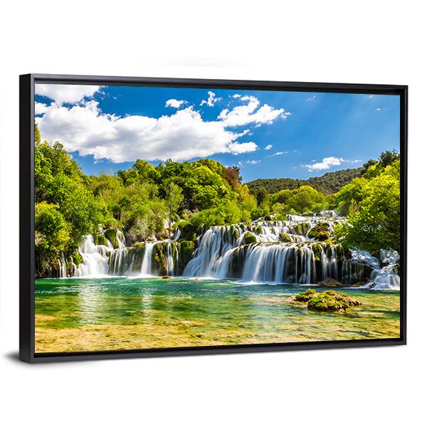 Skradinski Buk Waterfall In Krka National Park Canvas Wall Art-3 Horizontal-Gallery Wrap-25" x 16"-Tiaracle