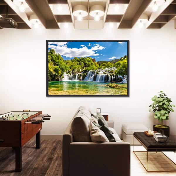 Skradinski Buk Waterfall In Krka National Park Canvas Wall Art-3 Horizontal-Gallery Wrap-25" x 16"-Tiaracle