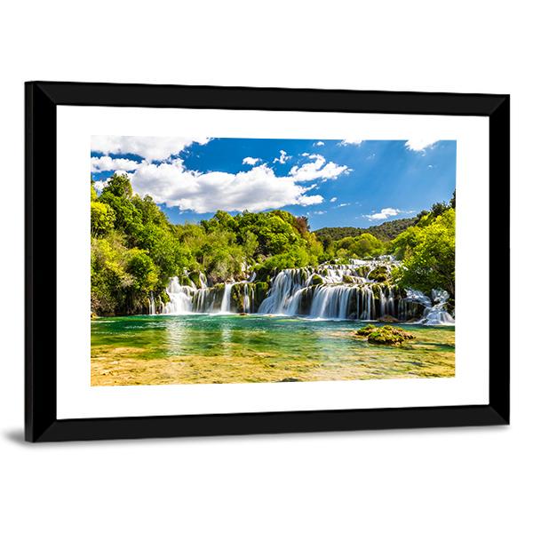 Skradinski Buk Waterfall In Krka National Park Canvas Wall Art-3 Horizontal-Gallery Wrap-25" x 16"-Tiaracle