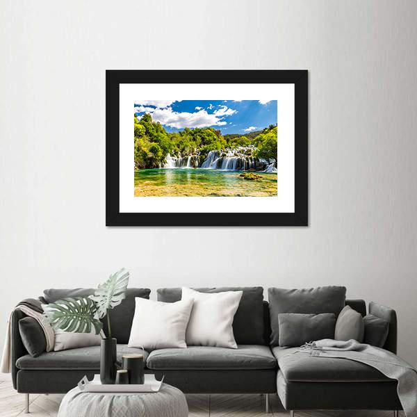 Skradinski Buk Waterfall In Krka National Park Canvas Wall Art-3 Horizontal-Gallery Wrap-25" x 16"-Tiaracle