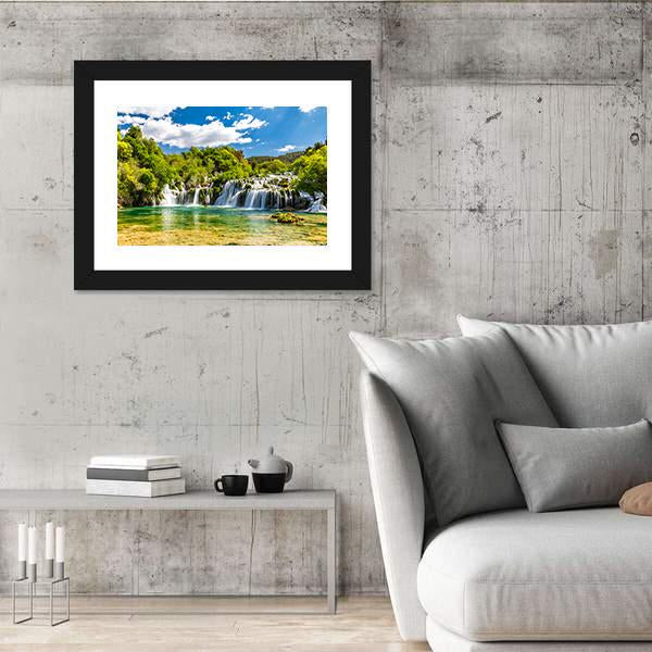 Skradinski Buk Waterfall In Krka National Park Canvas Wall Art-3 Horizontal-Gallery Wrap-25" x 16"-Tiaracle