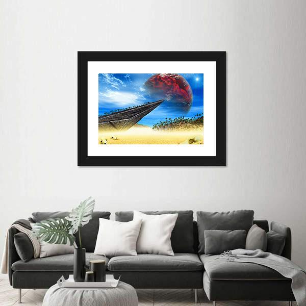 Skulls In Fantasy Landscape Canvas Wall Art-1 Piece-Framed Print-20" x 16"-Tiaracle