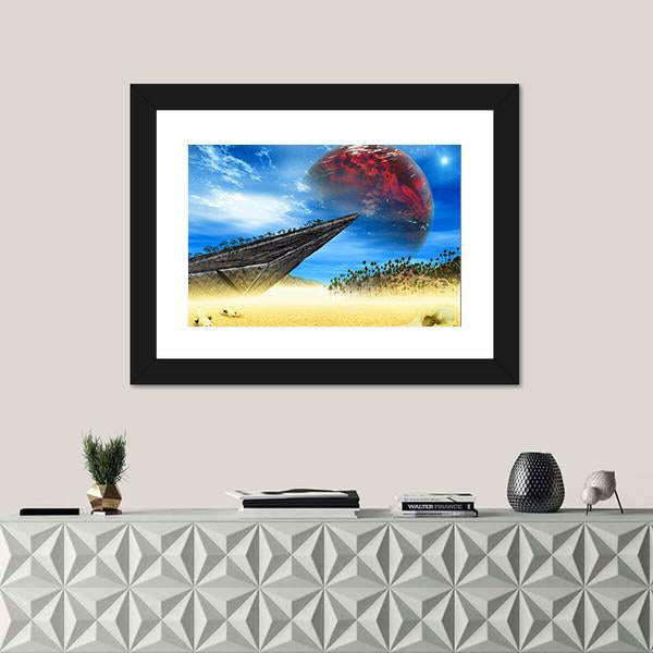 Skulls In Fantasy Landscape Canvas Wall Art-5 Horizontal-Gallery Wrap-22" x 12"-Tiaracle