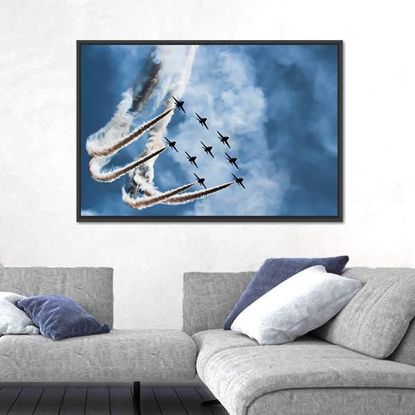 Sky Fighters Airshow Canvas Wall Art-5 Horizontal-Gallery Wrap-22" x 12"-Tiaracle