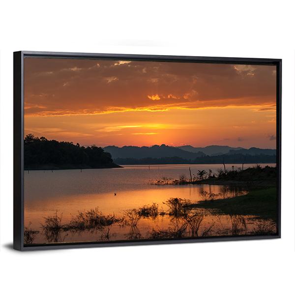 Sky With Cloud At Sunset Over Silhouette Mountains Canvas Wall Art-3 Horizontal-Gallery Wrap-25" x 16"-Tiaracle