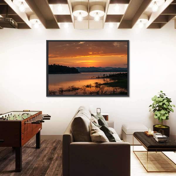 Sky With Cloud At Sunset Over Silhouette Mountains Canvas Wall Art-3 Horizontal-Gallery Wrap-25" x 16"-Tiaracle
