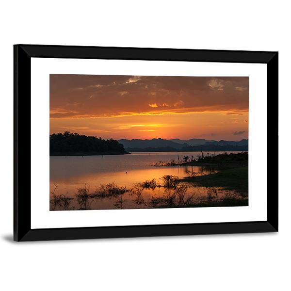 Sky With Cloud At Sunset Over Silhouette Mountains Canvas Wall Art-3 Horizontal-Gallery Wrap-25" x 16"-Tiaracle