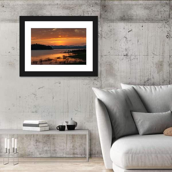 Sky With Cloud At Sunset Over Silhouette Mountains Canvas Wall Art-3 Horizontal-Gallery Wrap-25" x 16"-Tiaracle