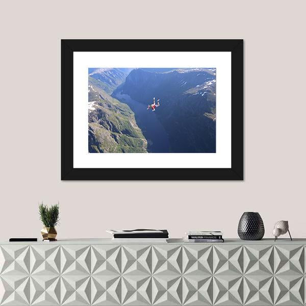 Skydiver In The Air Canvas Wall Art-1 Piece-Framed Print-20" x 16"-Tiaracle