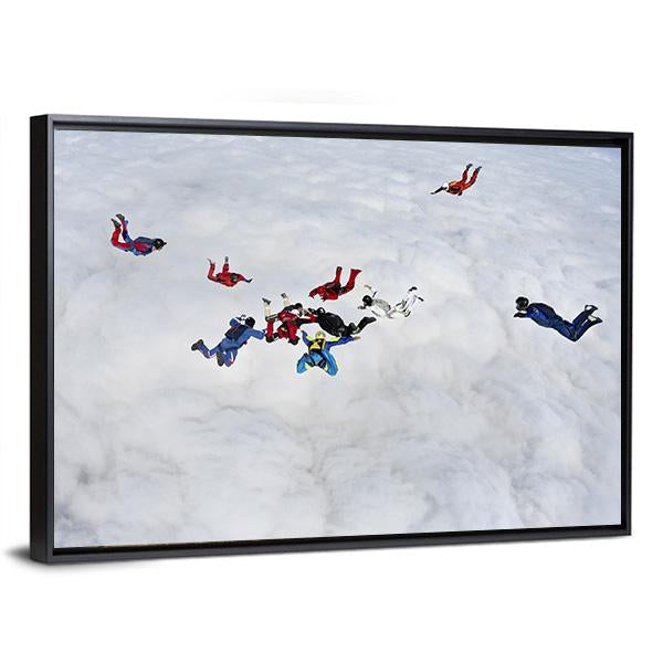 Skydivers Above The Clouds Canvas Wall Art-3 Horizontal-Gallery Wrap-25" x 16"-Tiaracle