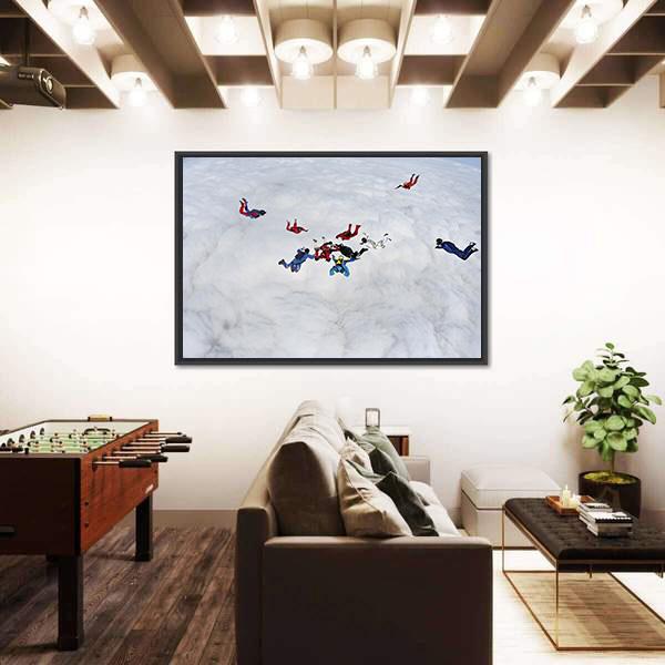 Skydivers Above The Clouds Canvas Wall Art-3 Horizontal-Gallery Wrap-25" x 16"-Tiaracle