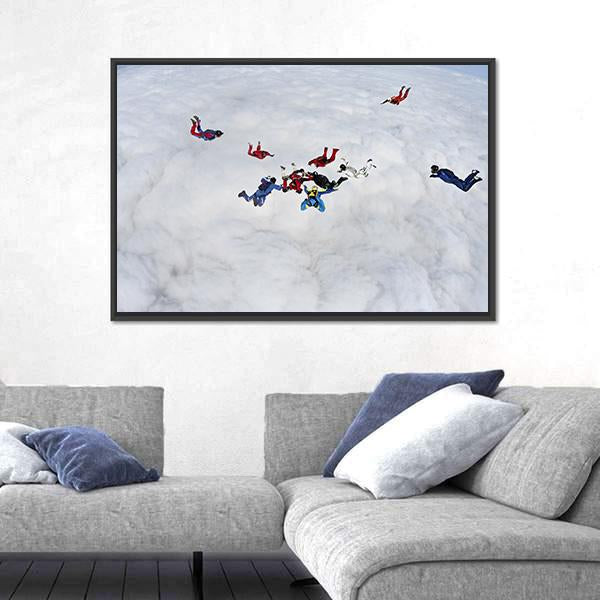 Skydivers Above The Clouds Canvas Wall Art-3 Horizontal-Gallery Wrap-25" x 16"-Tiaracle