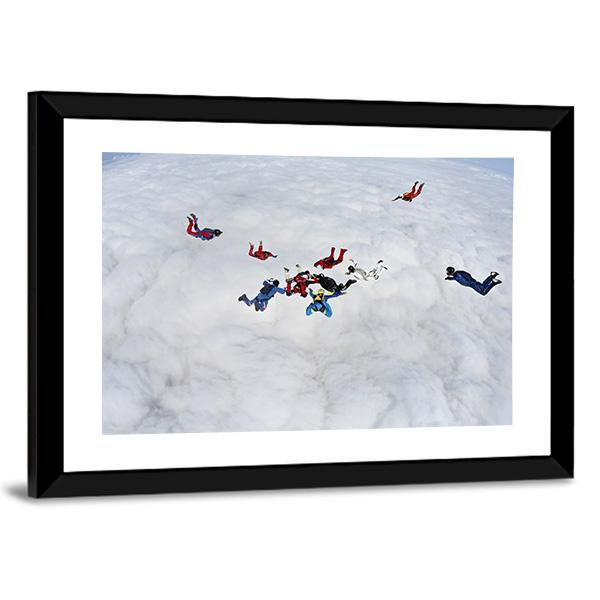 Skydivers Above The Clouds Canvas Wall Art-3 Horizontal-Gallery Wrap-25" x 16"-Tiaracle