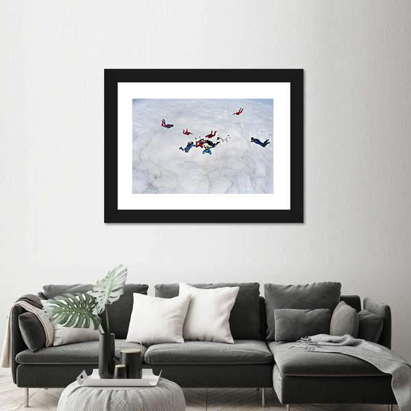 Skydivers Above The Clouds Canvas Wall Art-3 Horizontal-Gallery Wrap-25" x 16"-Tiaracle