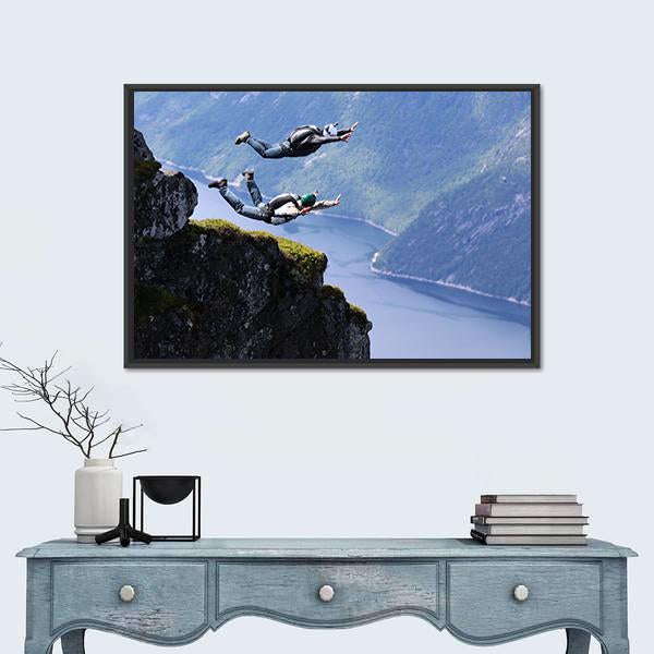 Skydiving in Norway Canvas Wall Art-1 Piece-Floating Frame-24" x 16"-Tiaracle