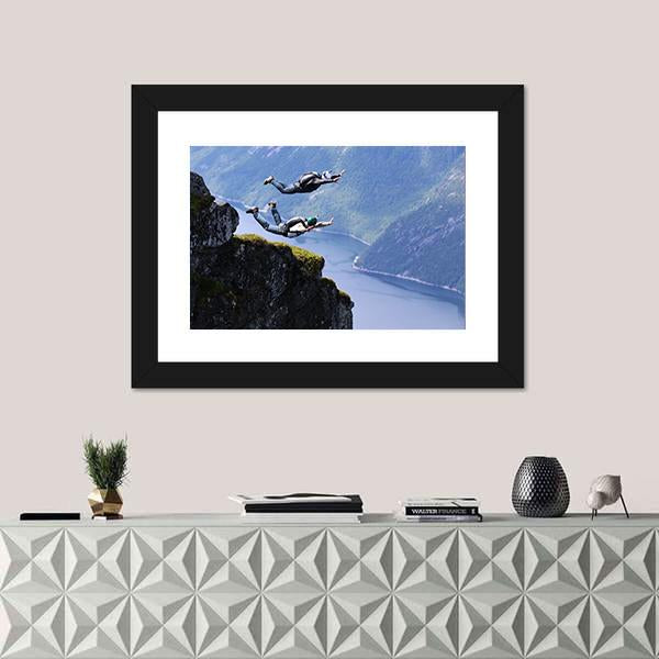 Skydiving in Norway Canvas Wall Art-1 Piece-Framed Print-20" x 16"-Tiaracle