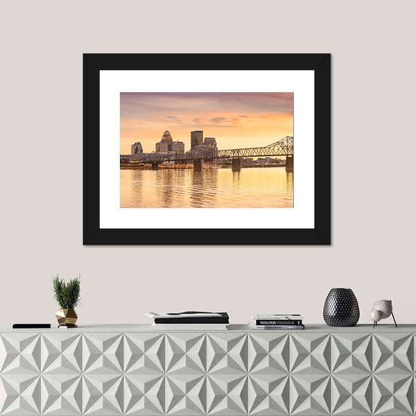 Skyline Downtown Louisville In Kentucky Canvas Wall Art-1 Piece-Framed Print-20" x 16"-Tiaracle