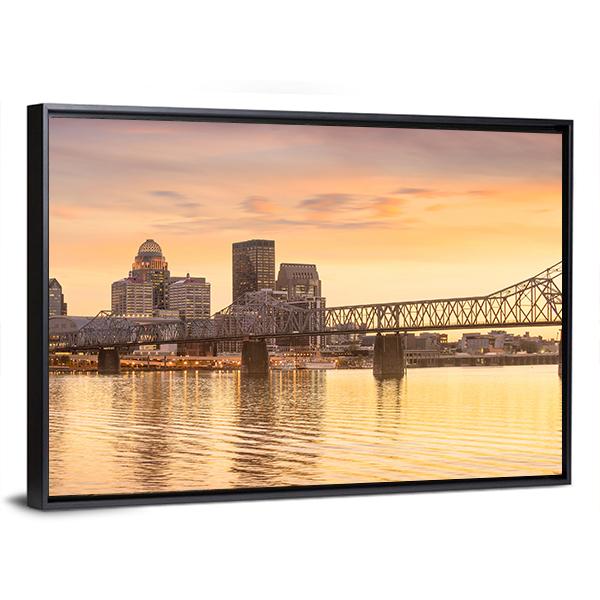 Skyline Downtown Louisville In Kentucky Canvas Wall Art-3 Horizontal-Gallery Wrap-25" x 16"-Tiaracle