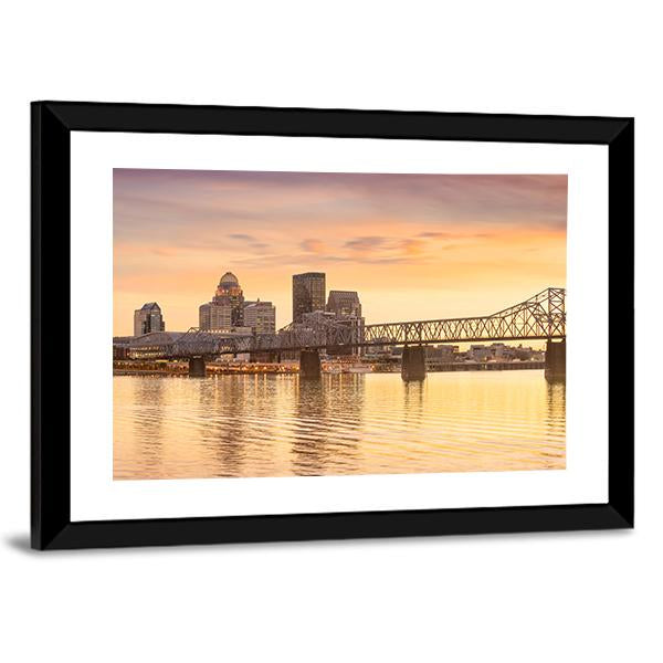 Skyline Downtown Louisville In Kentucky Canvas Wall Art-3 Horizontal-Gallery Wrap-25" x 16"-Tiaracle