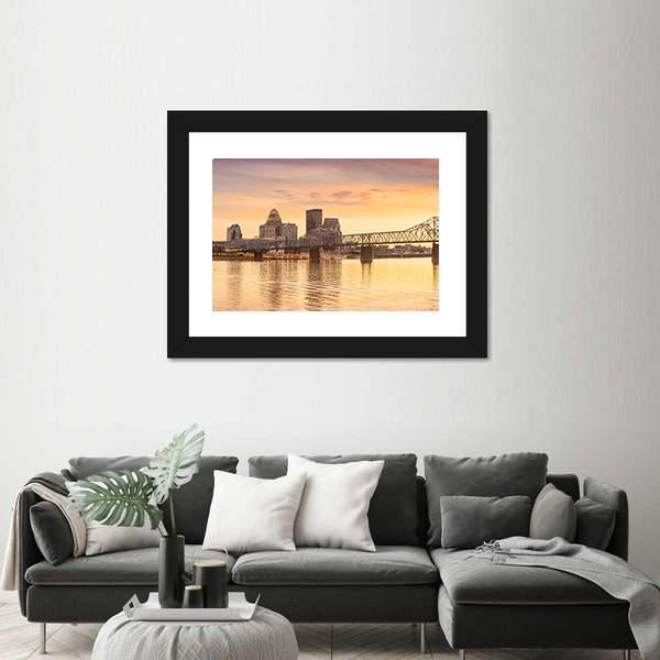 Skyline Downtown Louisville In Kentucky Canvas Wall Art-3 Horizontal-Gallery Wrap-25" x 16"-Tiaracle