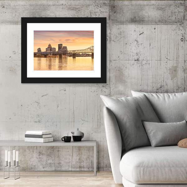 Skyline Downtown Louisville In Kentucky Canvas Wall Art-3 Horizontal-Gallery Wrap-25" x 16"-Tiaracle