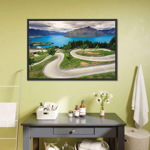 Skyline Luge Queenstown Canvas Wall Art-1 Piece-Floating Frame-36" x 24"-Tiaracle